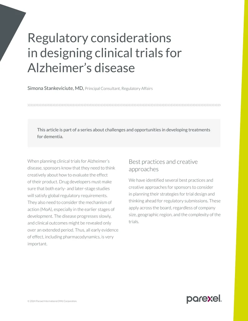 Regulatory Considerations in Clinical Trials for Alzheimer's Disease