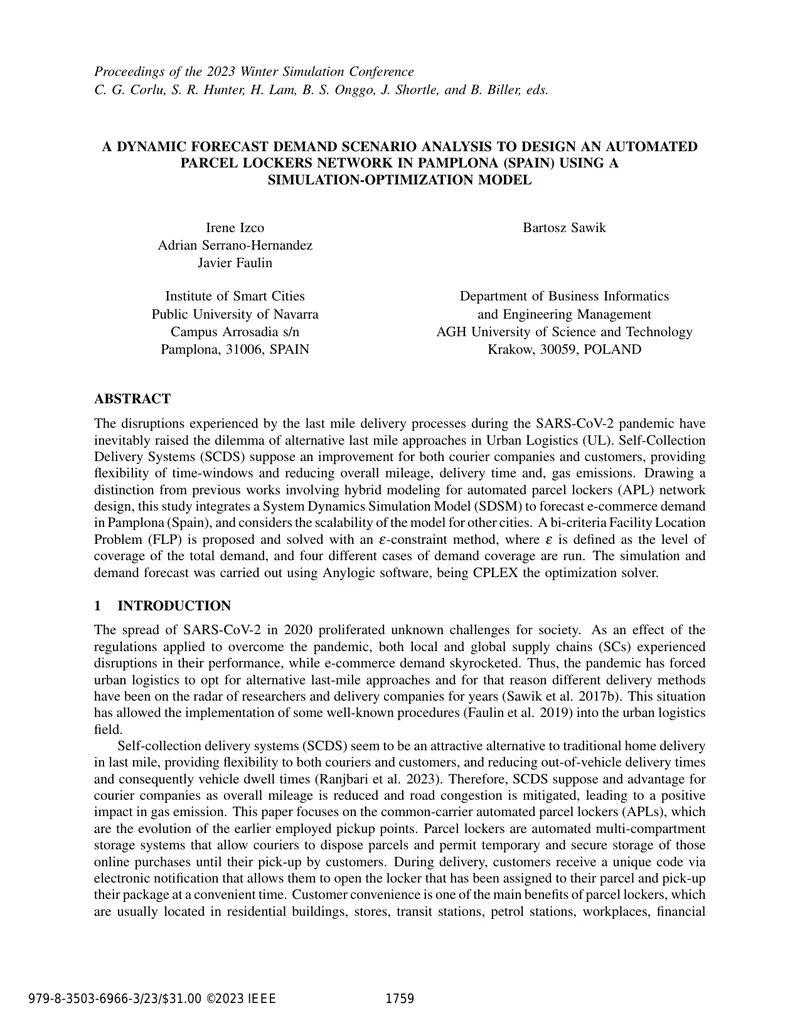 Dynamic Forecast Demand Scenario Analysis for Automated Parcel Lockers