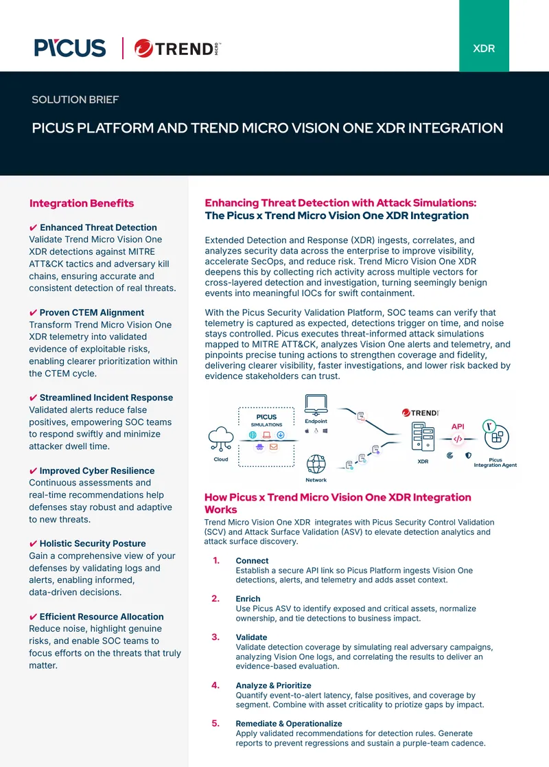 Picus and Trend Micro Vision One XDR Integration Guide
