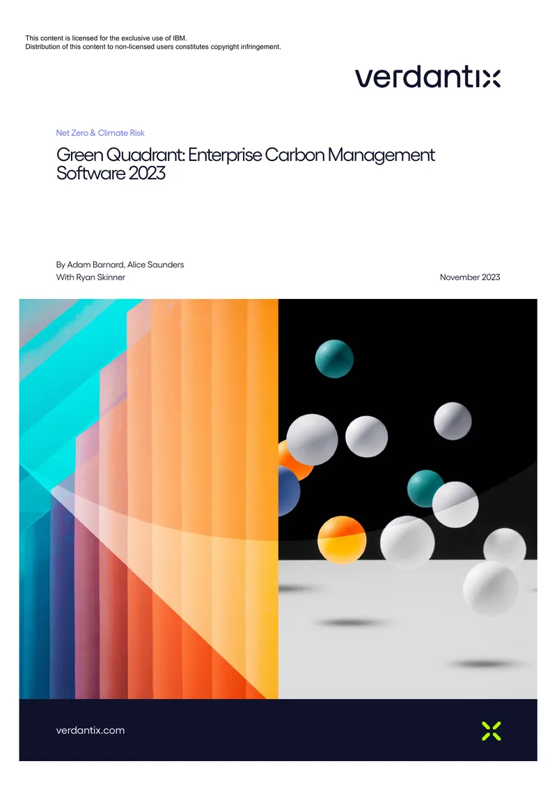 Green Quadrant Analysis of Carbon Management Software 2023