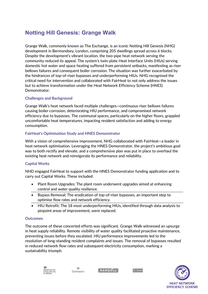 Grange Walk Heat Network Optimization Report