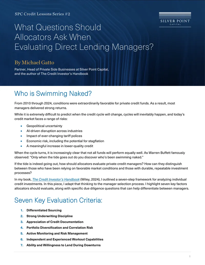 Evaluating Direct Lending Managers Framework