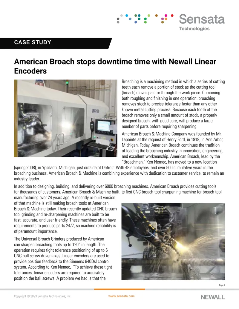 American Broach Enhances Operations with Newall Encoders