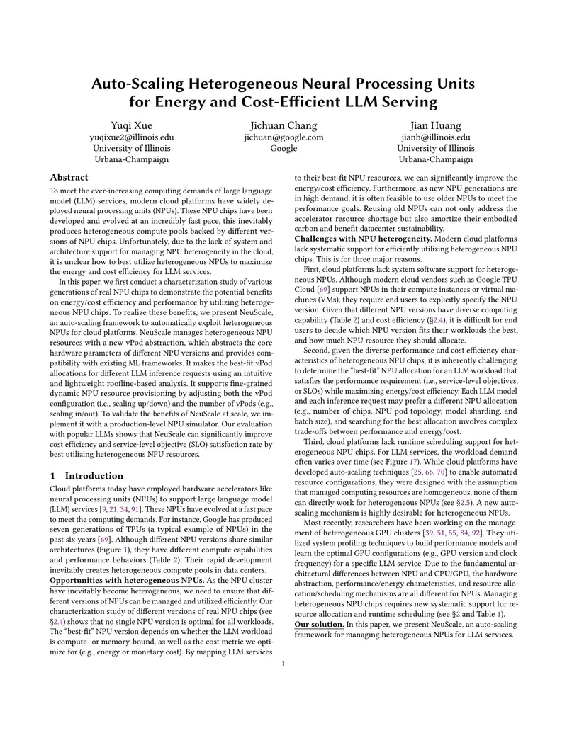 Auto-Scaling Framework for Heterogeneous NPUs