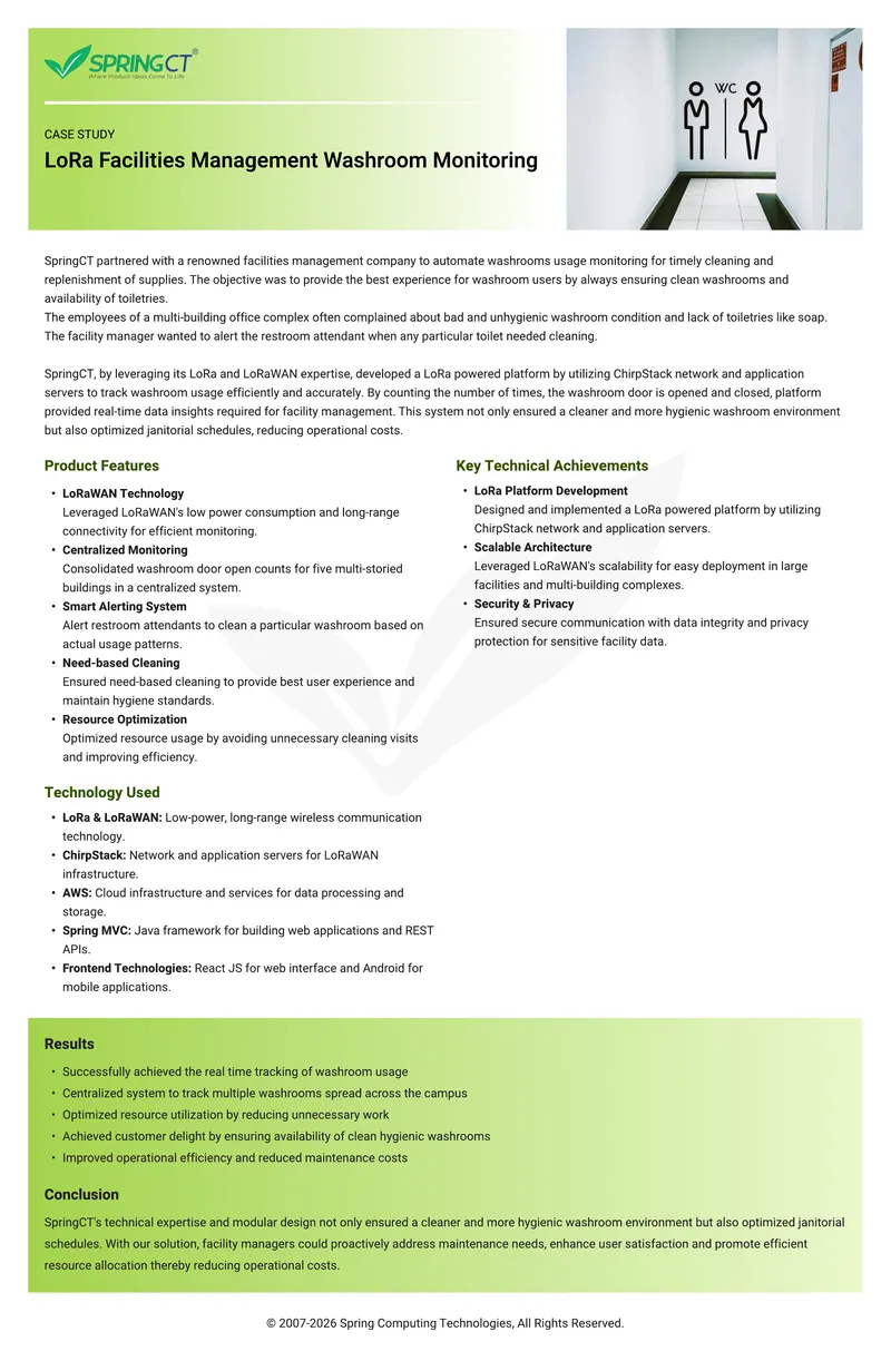LoRa Facilities Management Washroom Monitoring Case Study