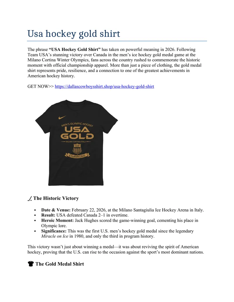 USA Hockey Gold Shirt Cultural Significance