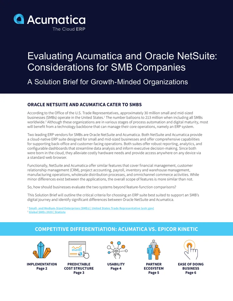 Evaluating Acumatica and Oracle NetSuite for SMBs