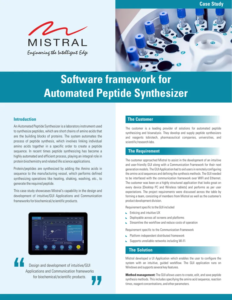 Automated Peptide Synthesizer Software Framework Case Study