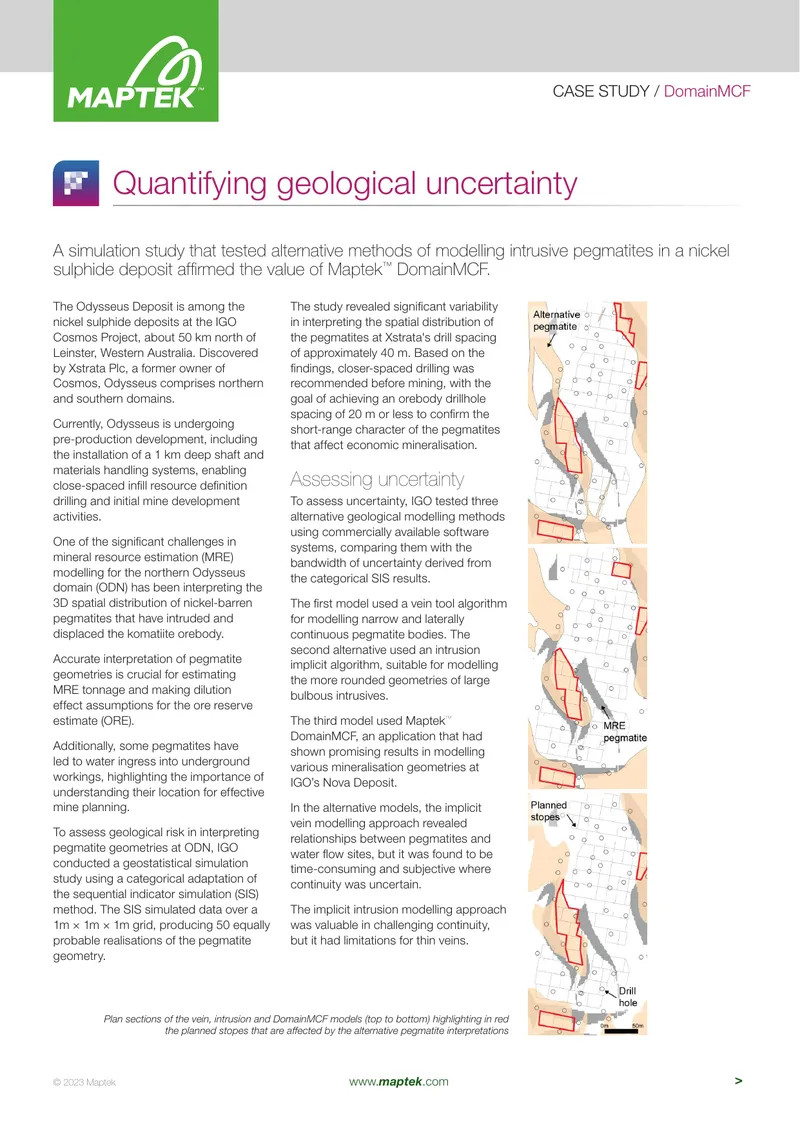 Geological Modelling of Pegmatites at Odysseus Deposit