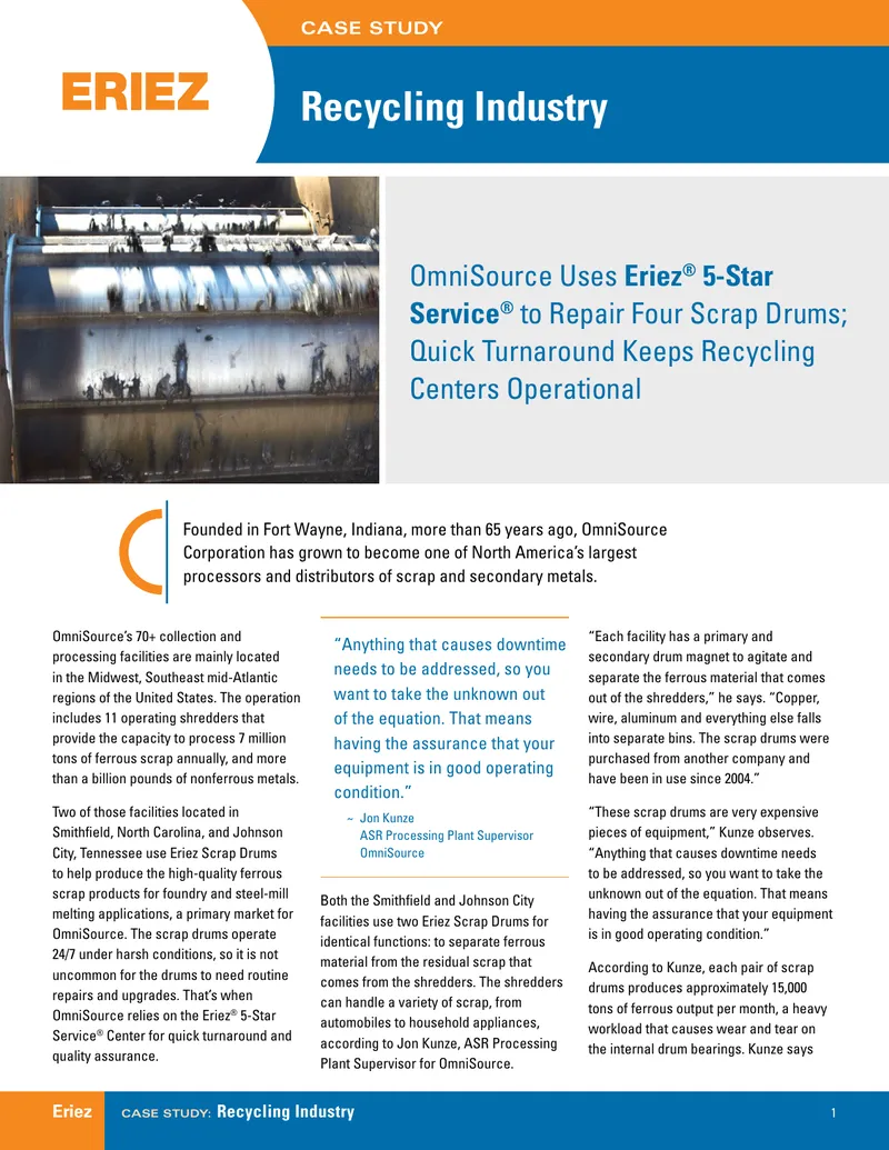 OmniSource Corporation Scrap Drum Repair Case Study
