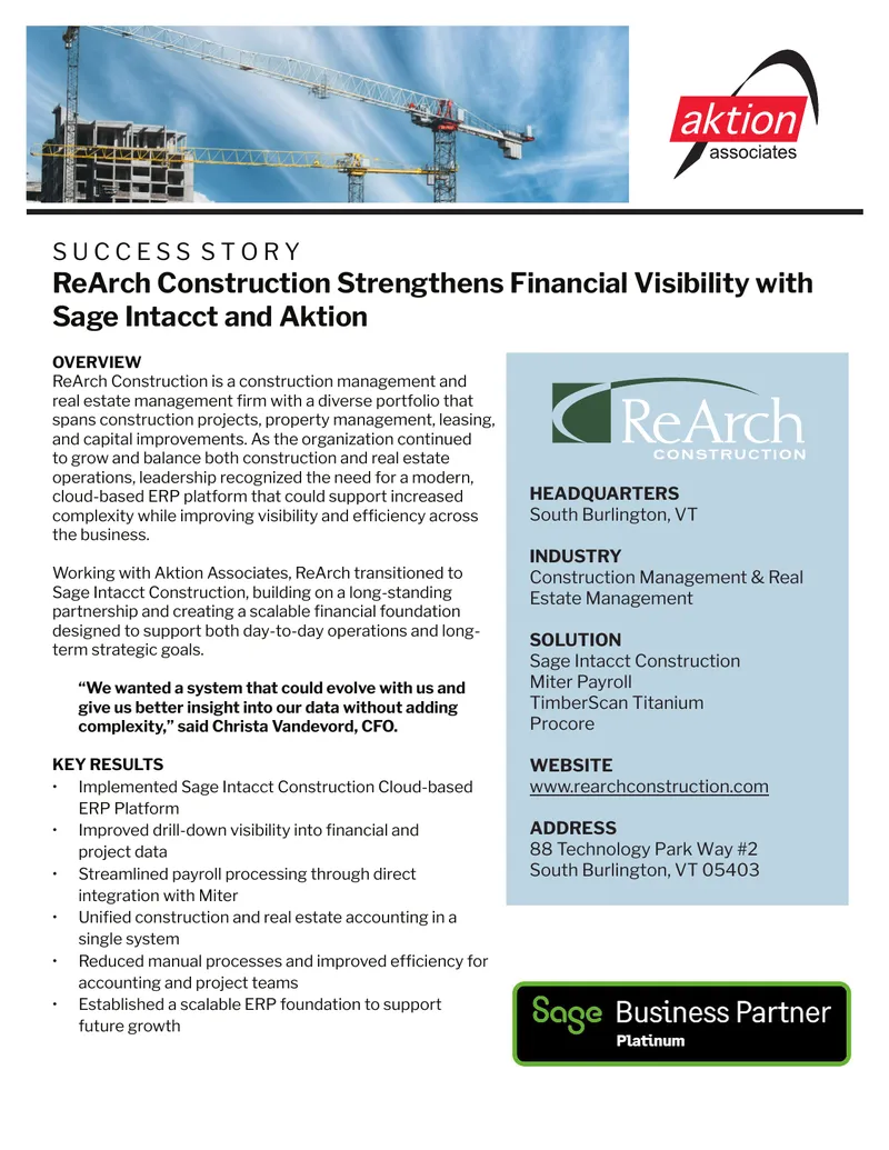 ReArch Construction ERP Implementation Case Study