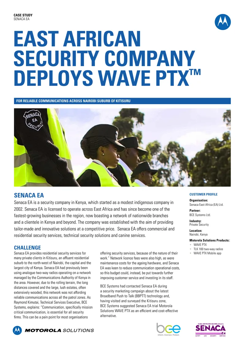 Senaca EA Implements WAVE PTX Communication System