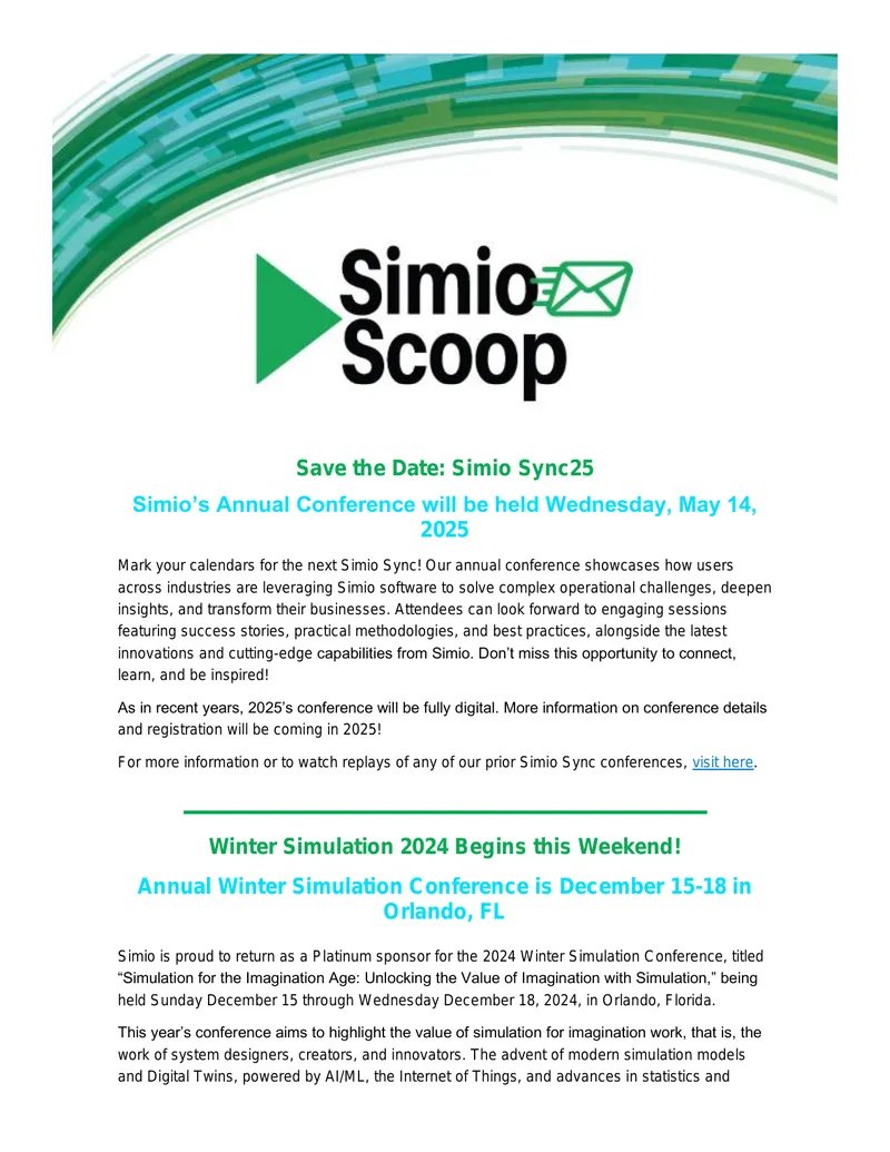 Simio Annual Conference and Winter Simulation Events