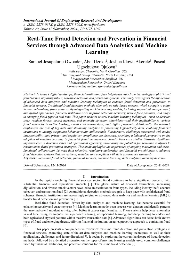 Real-Time Fraud Detection and Prevention in Financial Services