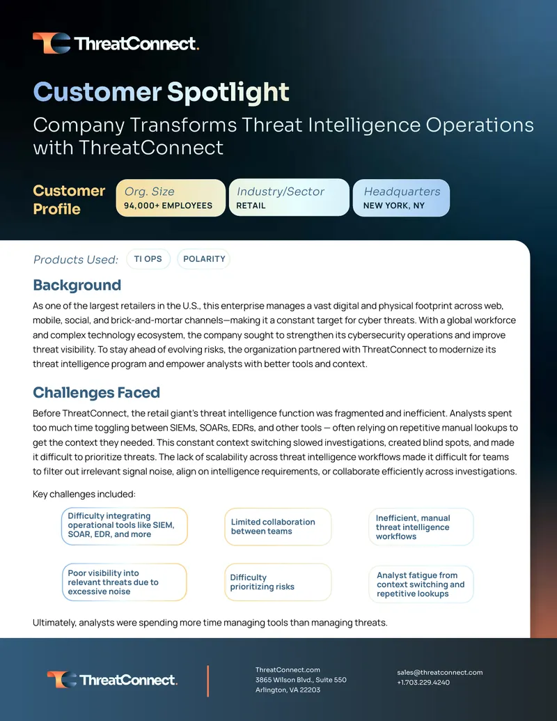 Retail Cybersecurity Transformation with ThreatConnect