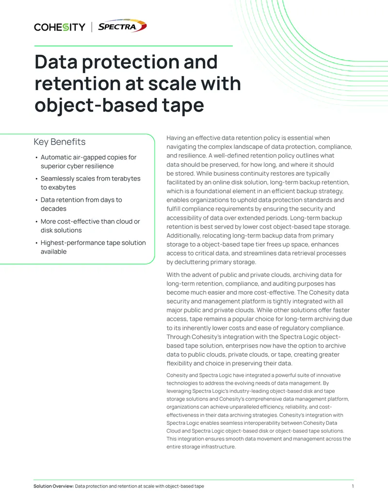 Data Protection and Retention with Object-Based Tape