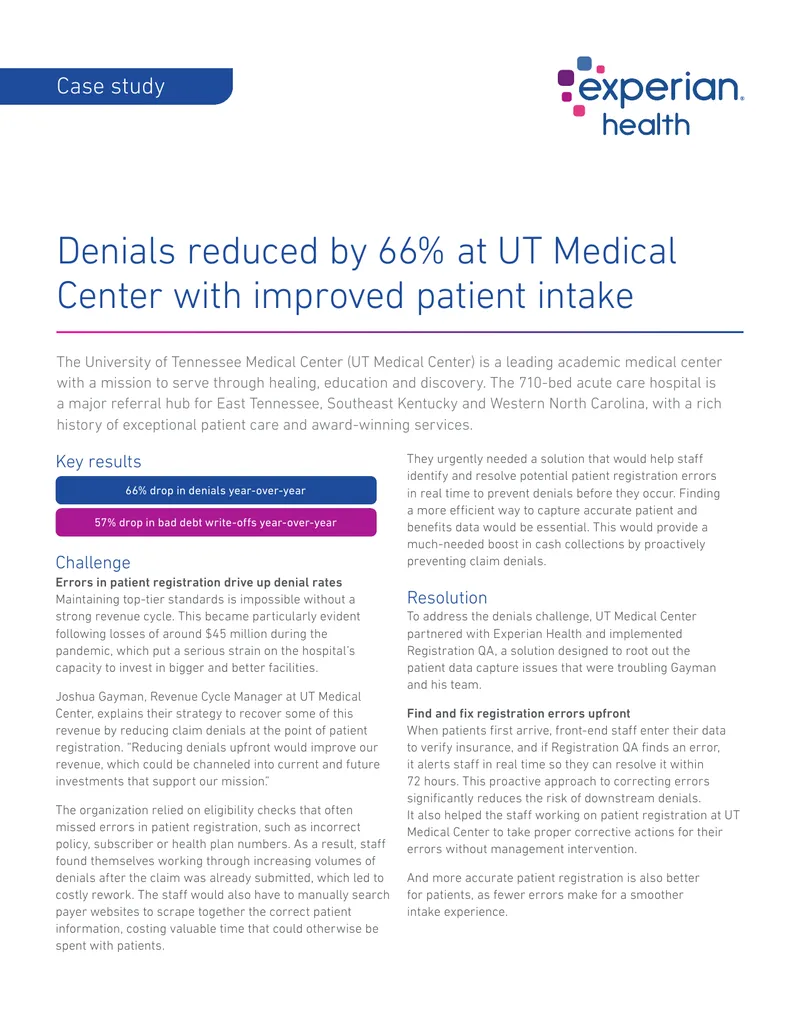 Reducing Patient Registration Errors at UT Medical Center
