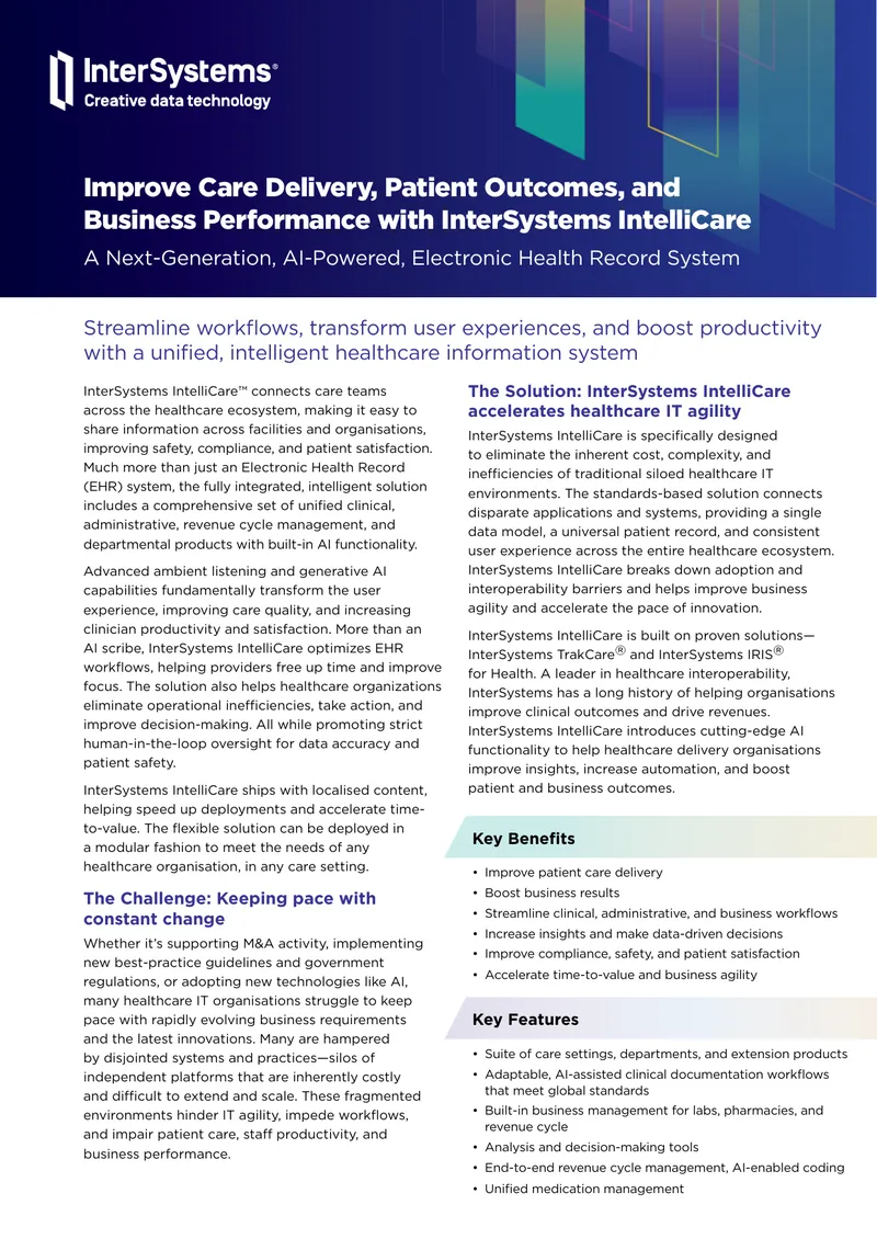 InterSystems IntelliCare Electronic Health Record System