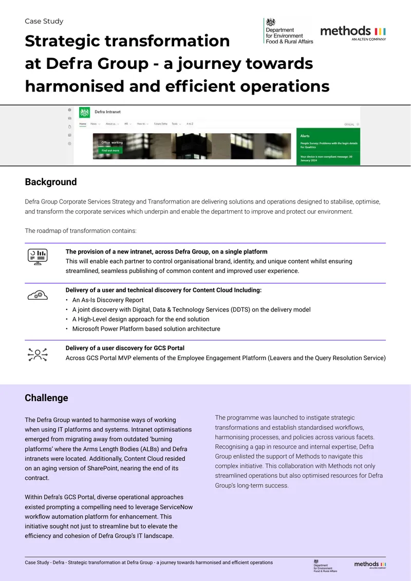 Strategic Transformation Case Study at Defra Group