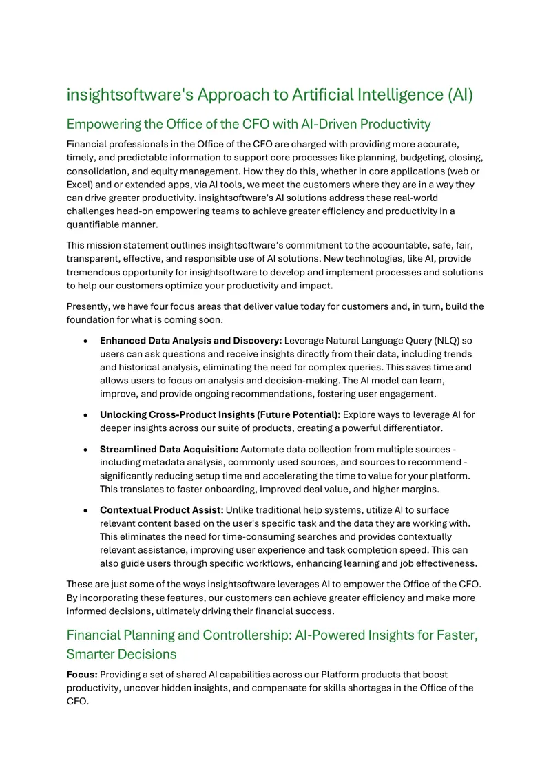 insightsoftware's AI Solutions for CFO Productivity