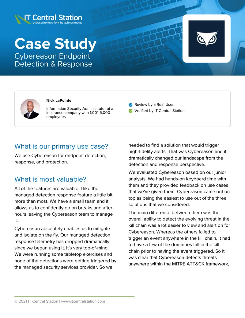 Cybereason Endpoint Detection and Response Case Study