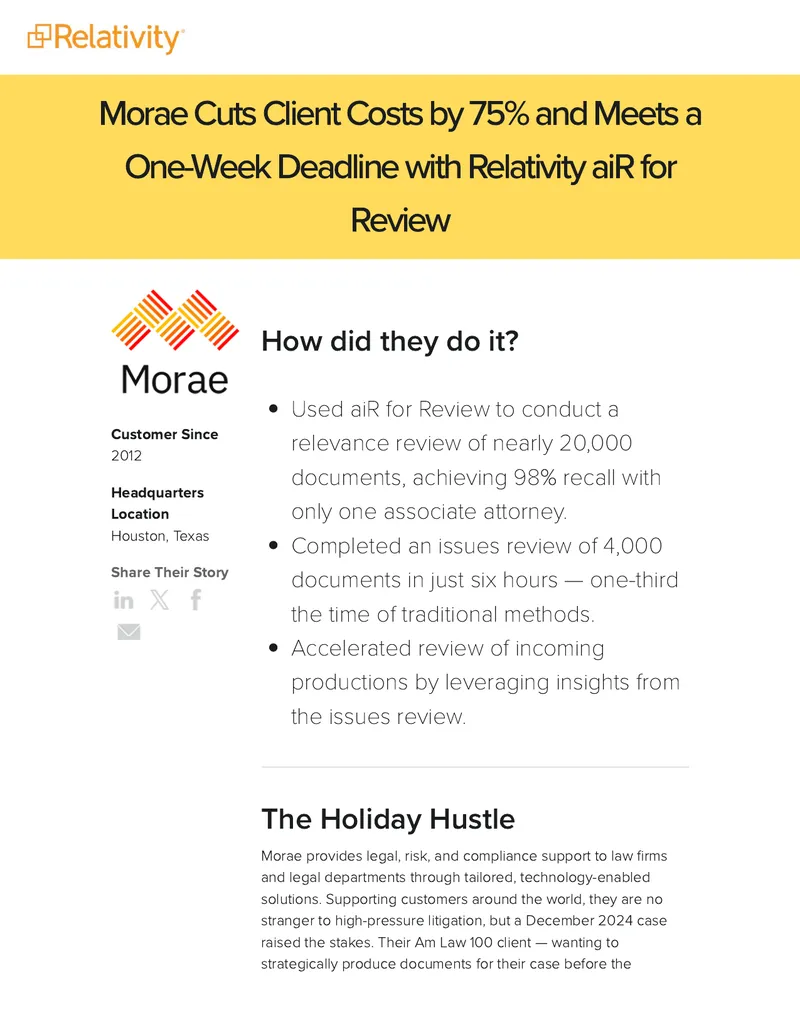 Morae Cost Reduction and Efficiency Improvement Case Study