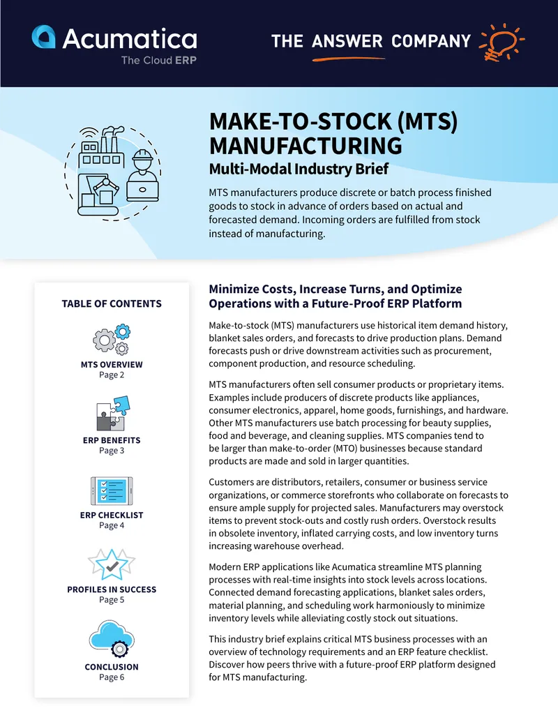 Future-Proof ERP Platform for Make-to-Stock Manufacturers