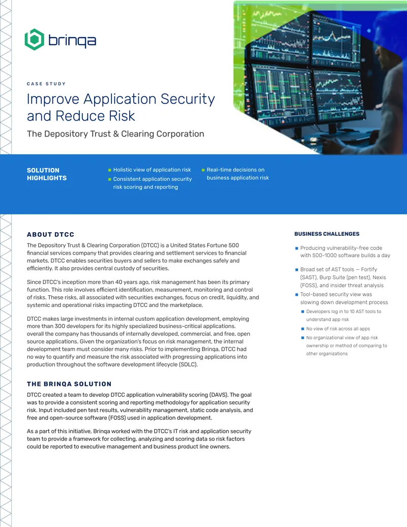 DTCC Application Security Risk Management Case Study