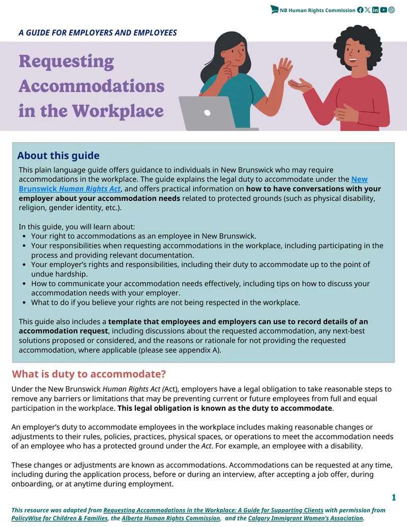 Requesting Accommodations in the Workplace Guide