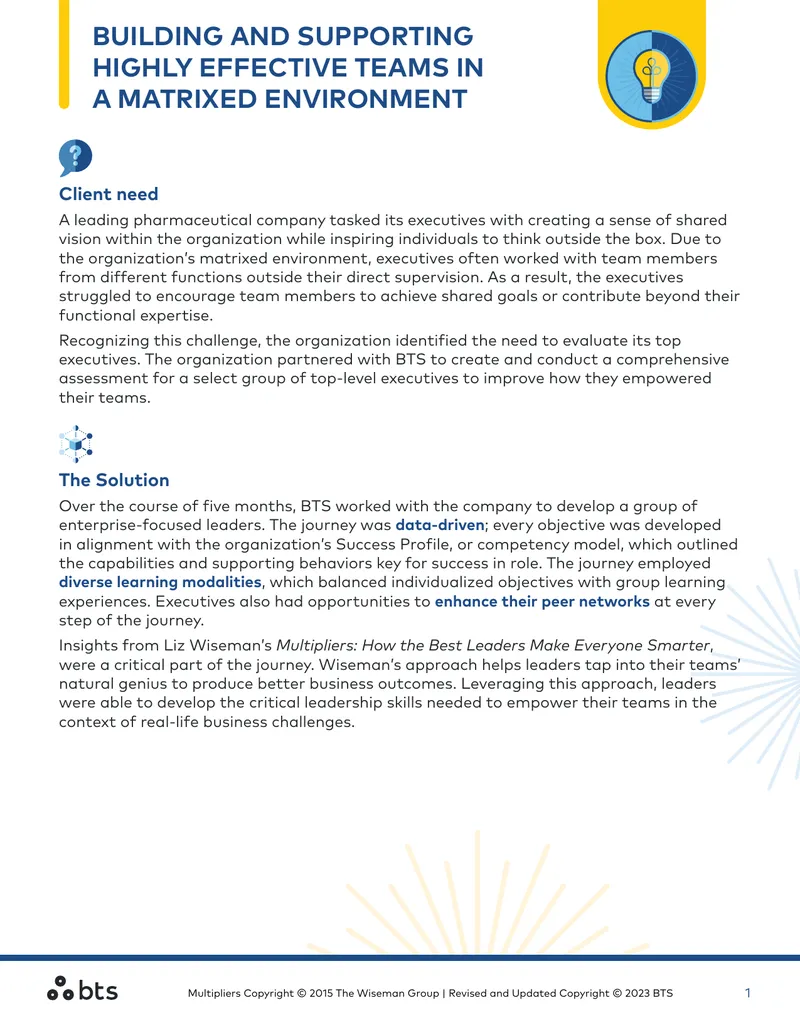 Building Effective Teams in a Matrixed Environment