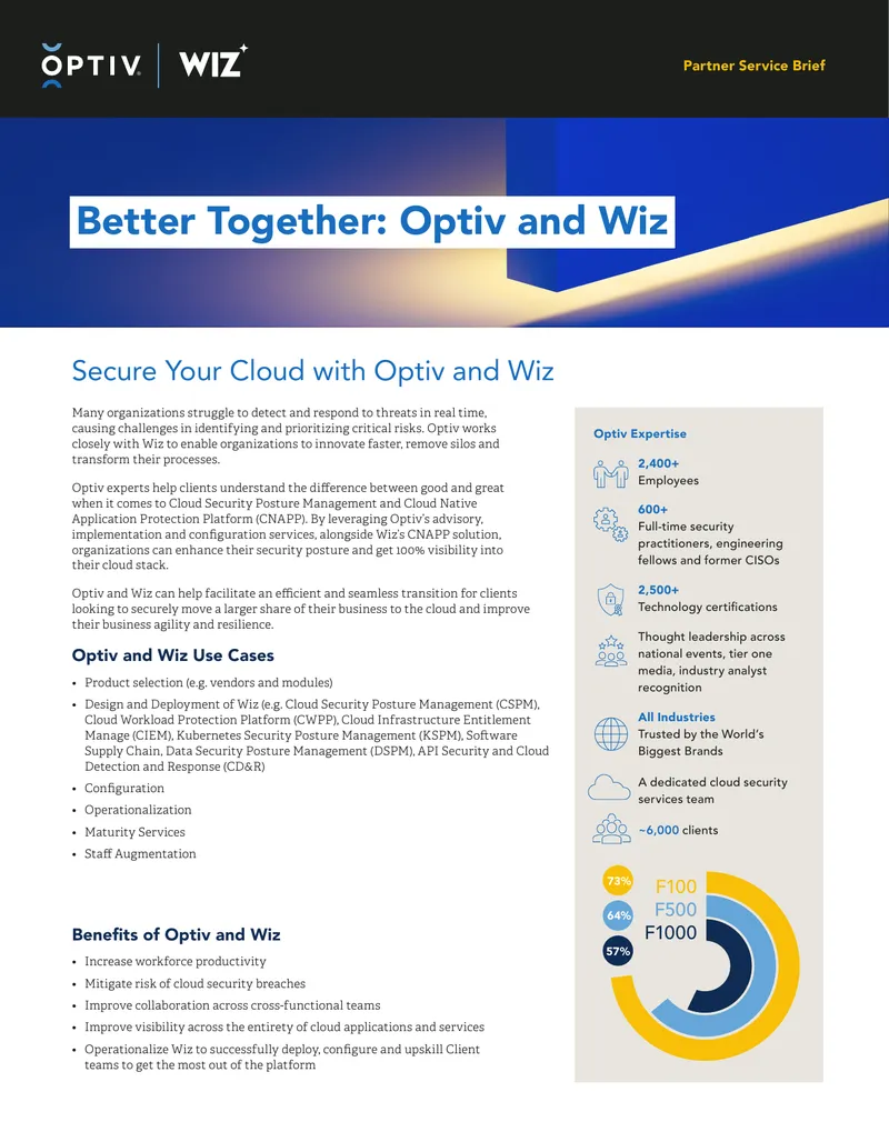 Optiv and Wiz Partnership Service Brief