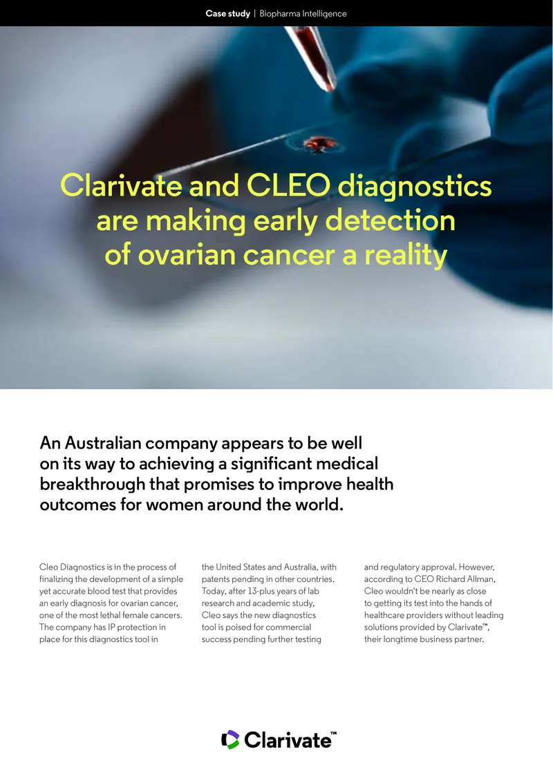 Cleo Diagnostics Ovarian Cancer Blood Test Case Study