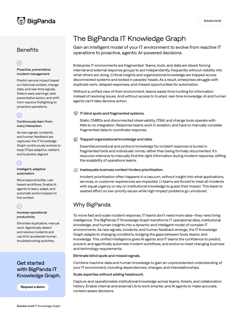 BigPanda IT Knowledge Graph Solution Brief
