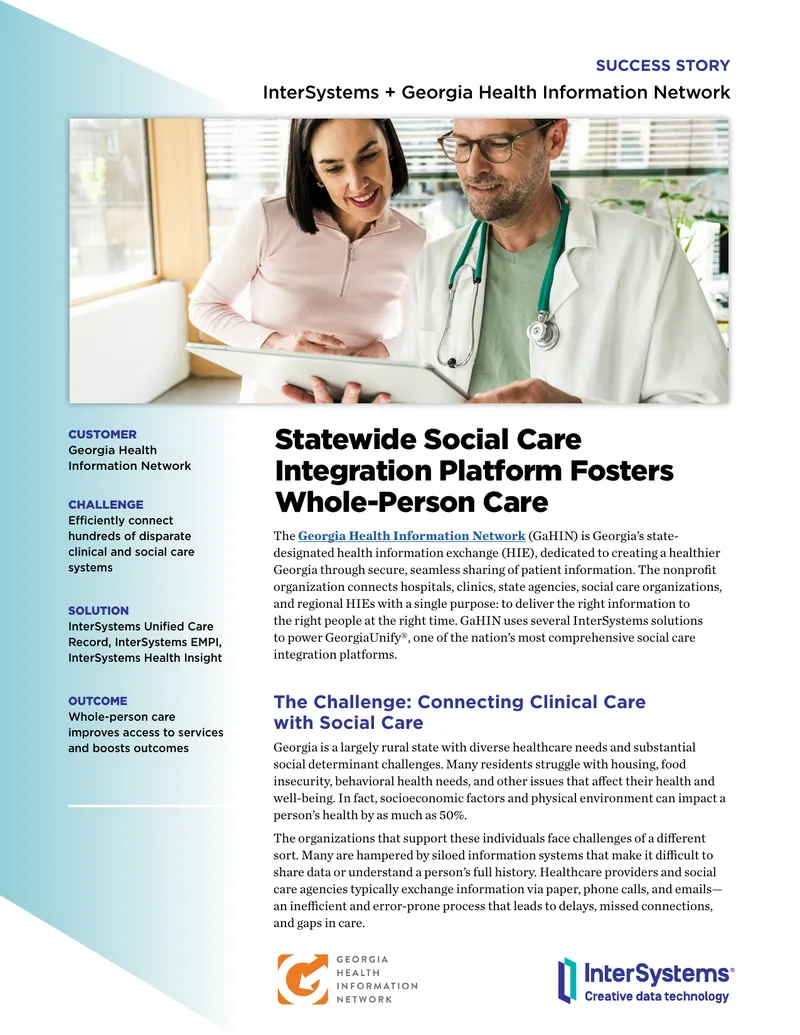 Georgia Health Information Network Social Care Integration