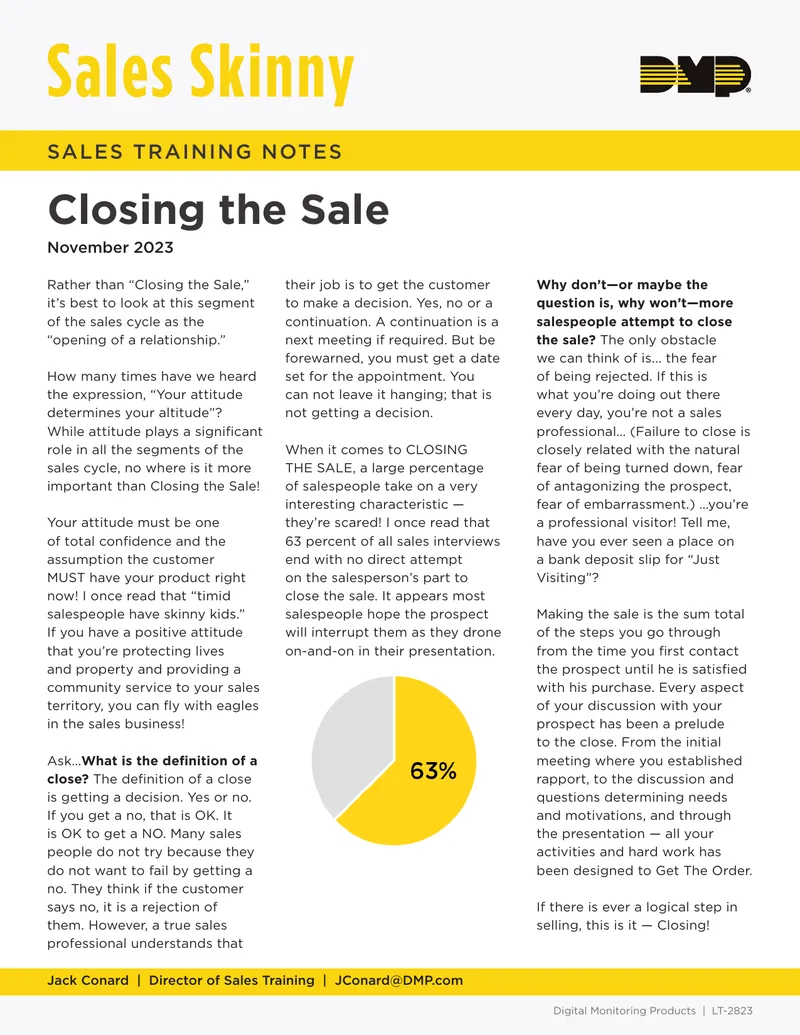 Sales Training Notes on Closing Techniques
