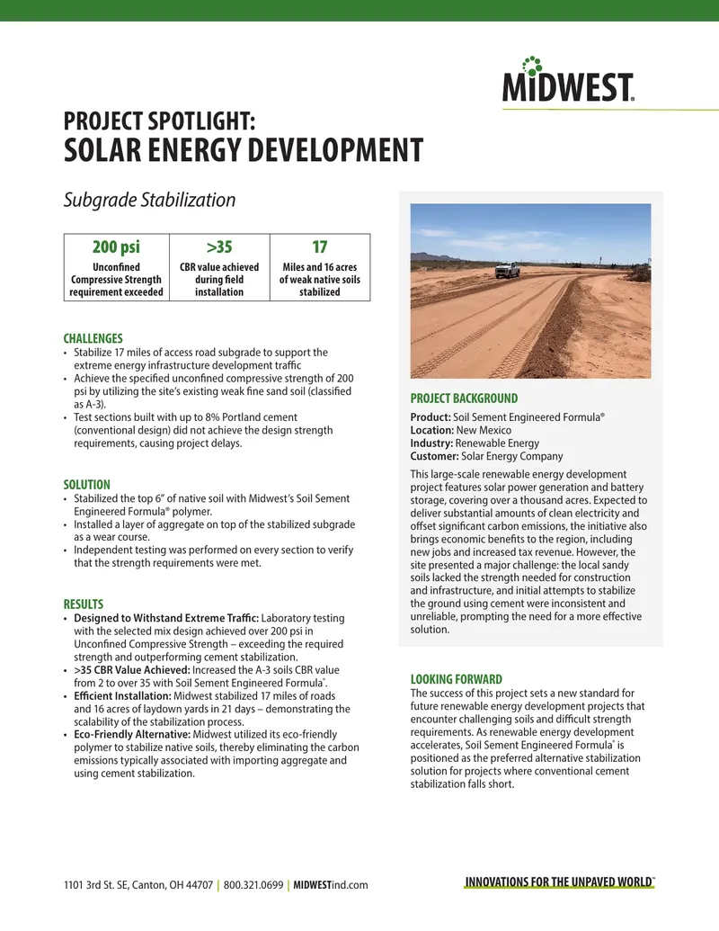 Subgrade Stabilization for Solar Energy Development