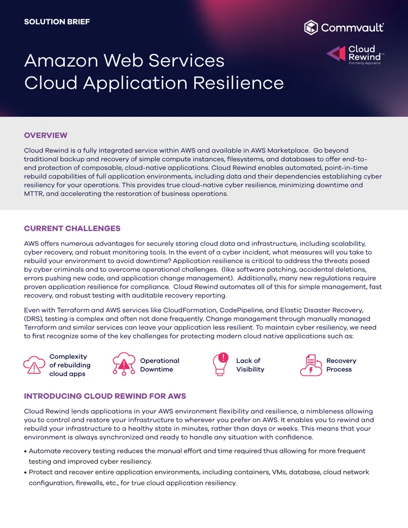 Cloud Rewind for AWS Application Resilience