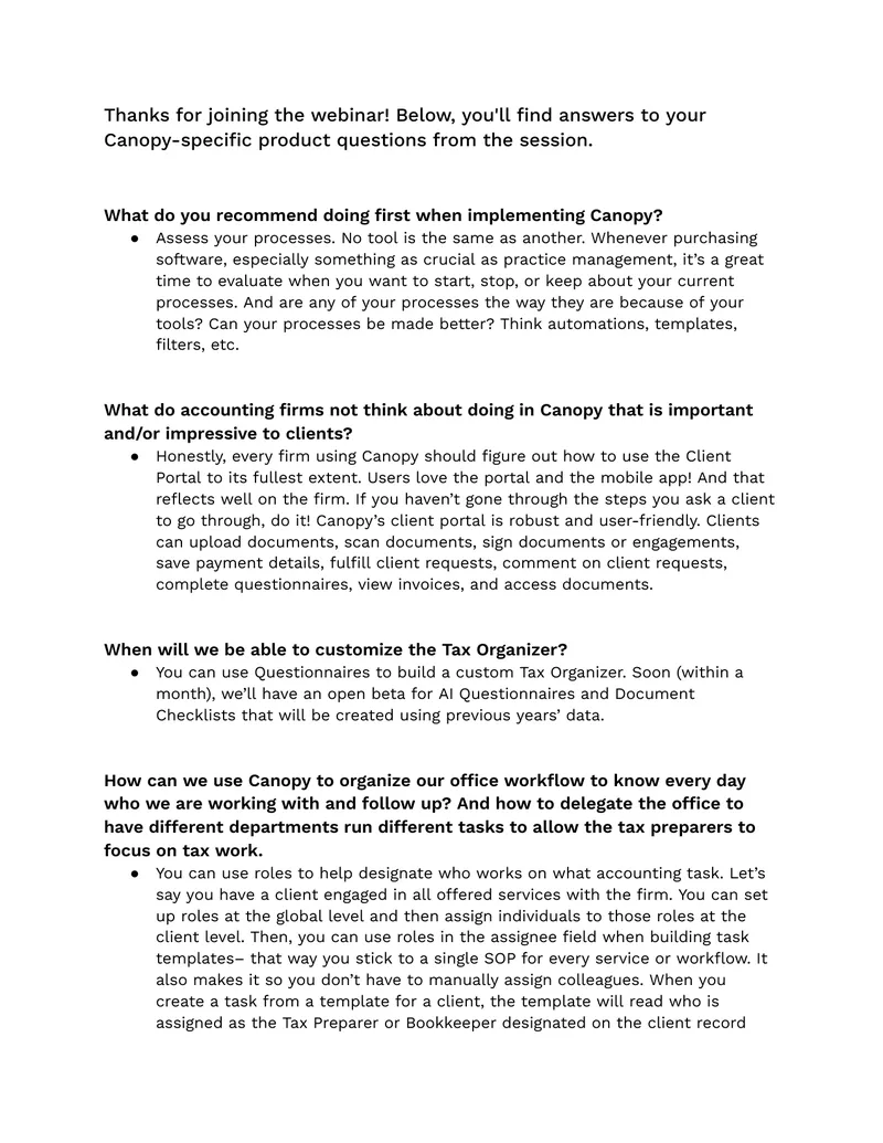 Canopy Implementation and Workflow Optimization Guide