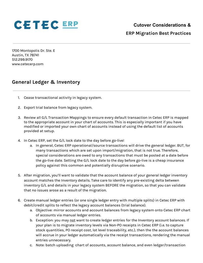 ERP Migration Best Practices and Cutover Considerations