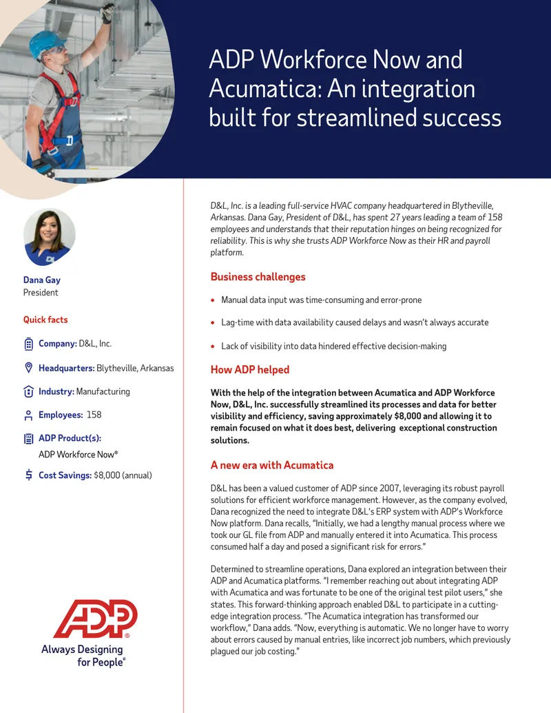 Integration of ADP Workforce Now and Acumatica