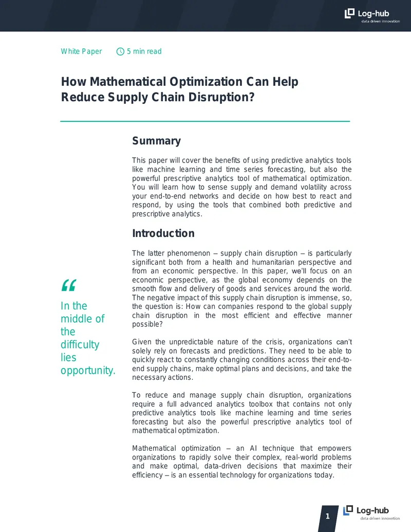 Mathematical Optimization for Supply Chain Disruption Management