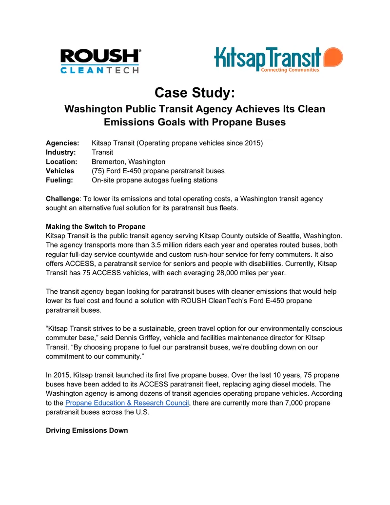 Kitsap Transit Propane Bus Fleet Case Study