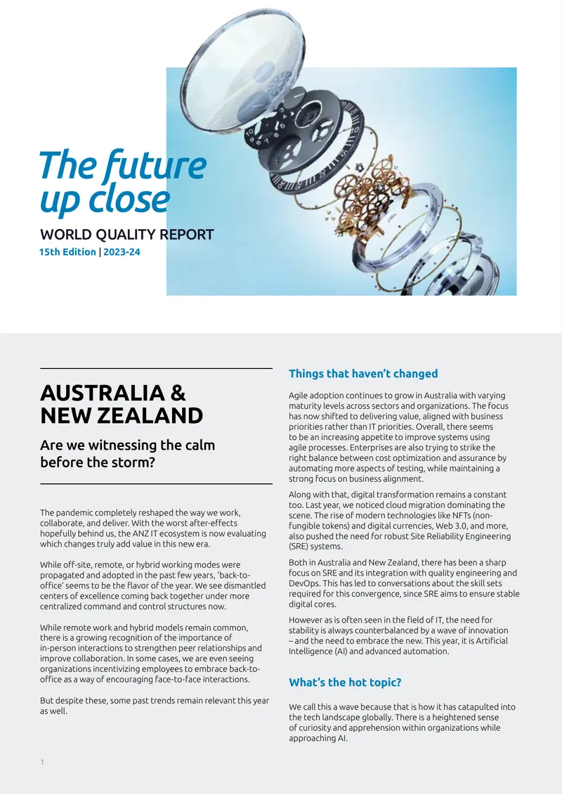 World Quality Report 2023-24 for Australia and New Zealand