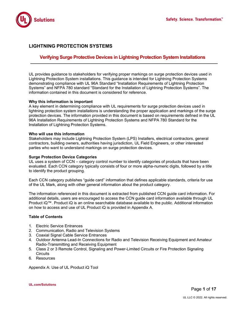 Guidance for Verifying Surge Protective Devices