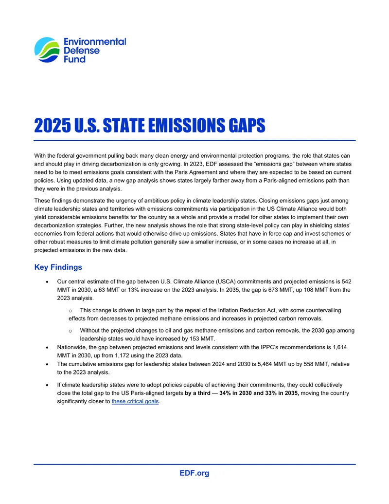 2025 U.S. State Emissions Gaps Analysis