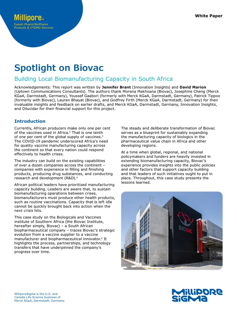 Building Local Biomanufacturing Capacity in South Africa