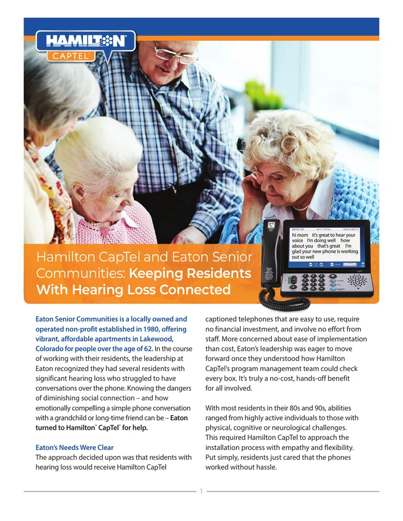 Hamilton CapTel and Eaton Senior Communities Collaboration