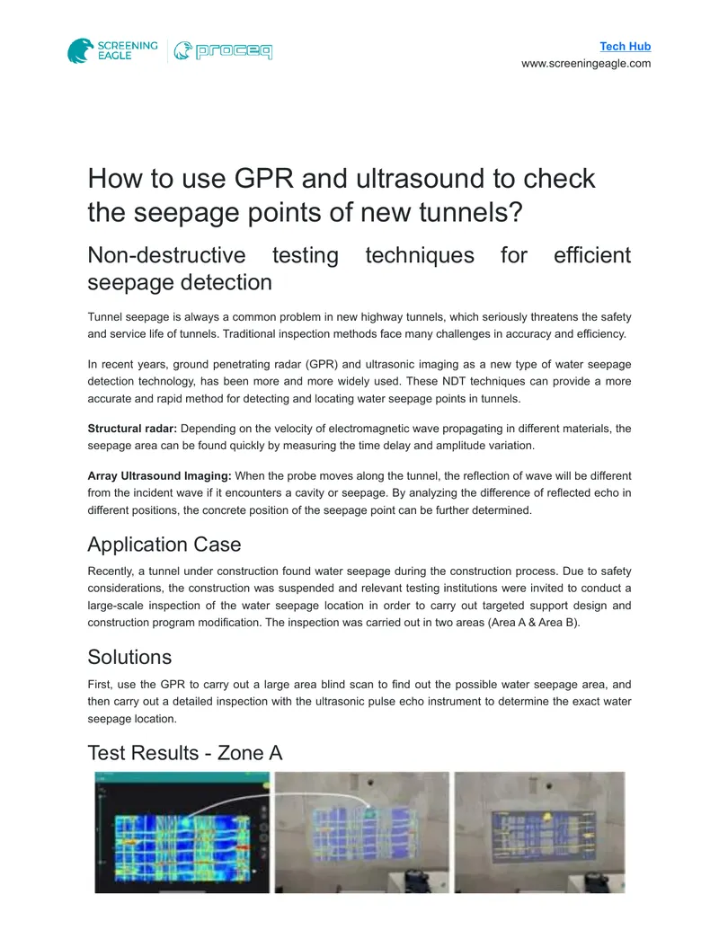 Non-Destructive Testing Techniques for Tunnel Seepage Detection