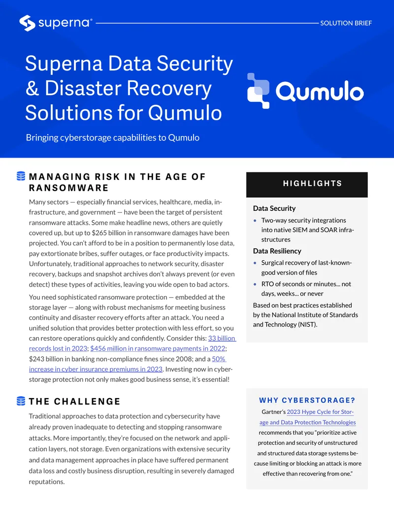 Superna Data Security and Disaster Recovery Solutions