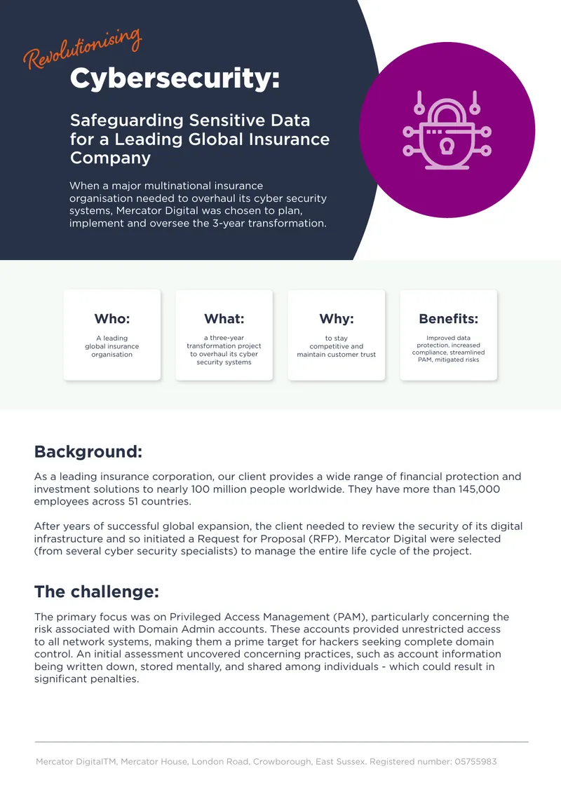 Cybersecurity Transformation Project for Insurance Company